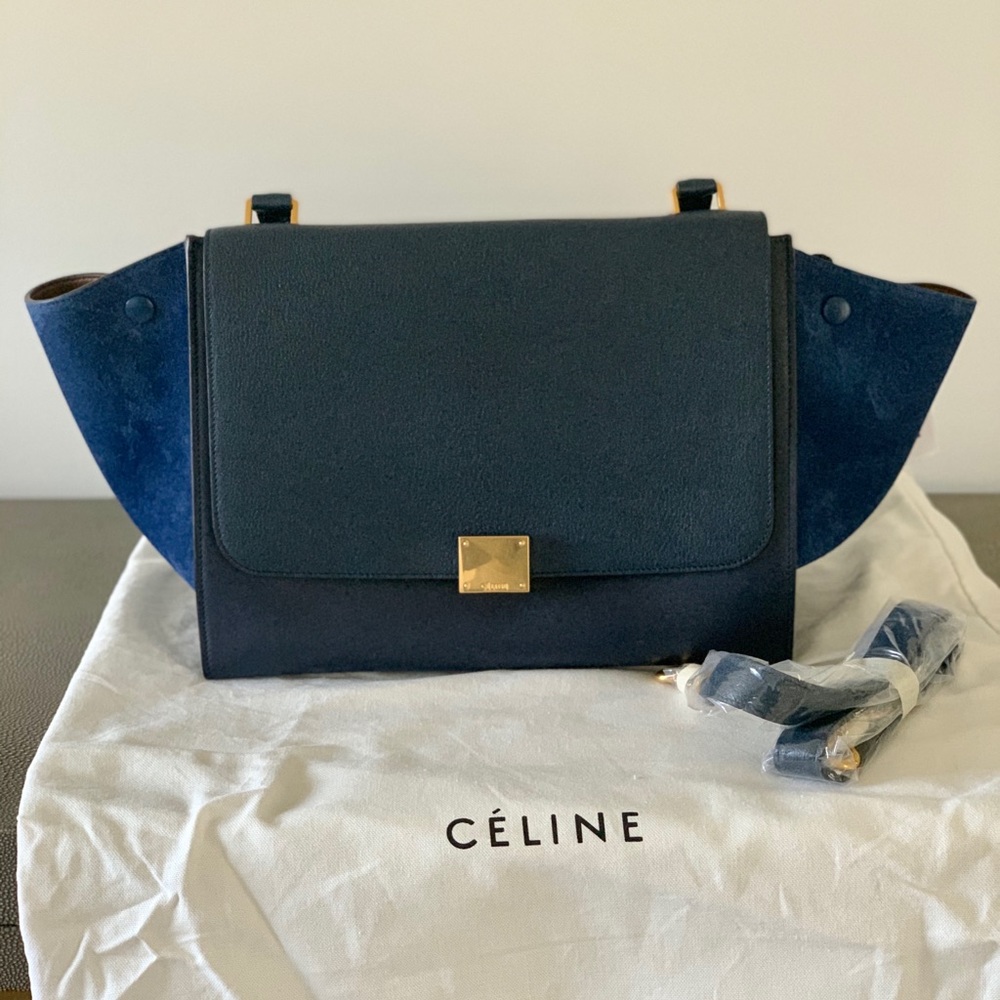 Celine Trapeze Handbag - Navy